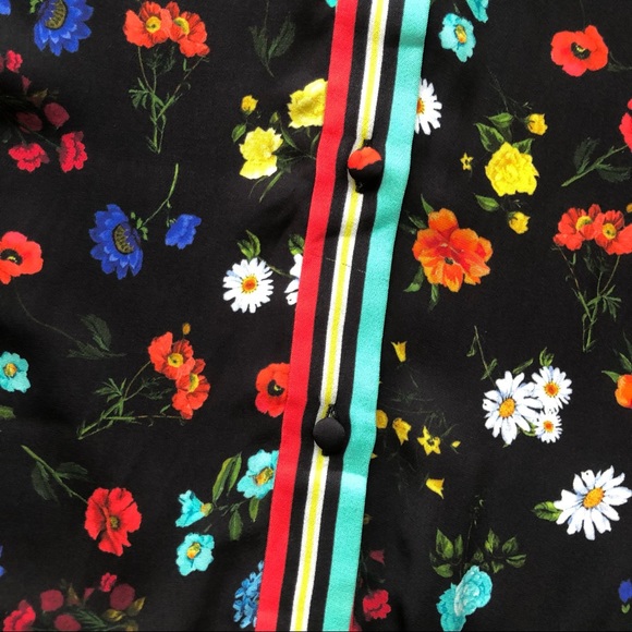 Alice Olivia black floral print blouse short-sleeve top sz small - Picture 16 of 16